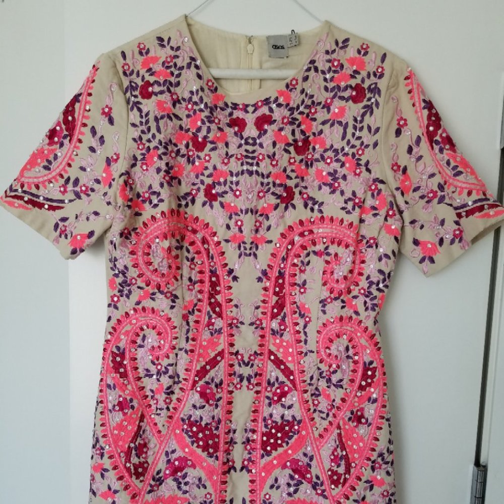ASOS mini dress, Beige and pink